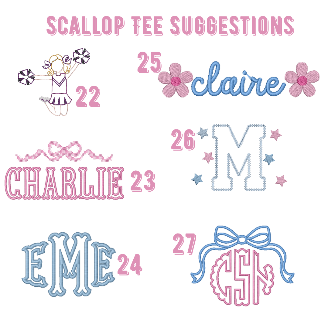 Fairway Embroidery Gingham Collection - Scallop Bib Bubble (Multiple Colors)