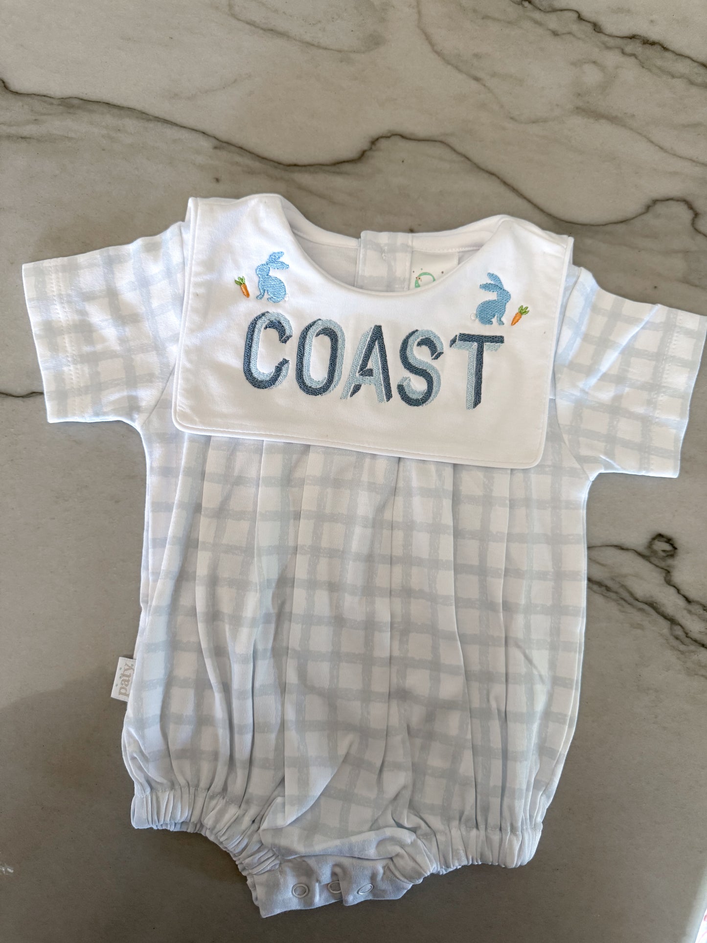 Paty Blue Gingham Bubble with Bib