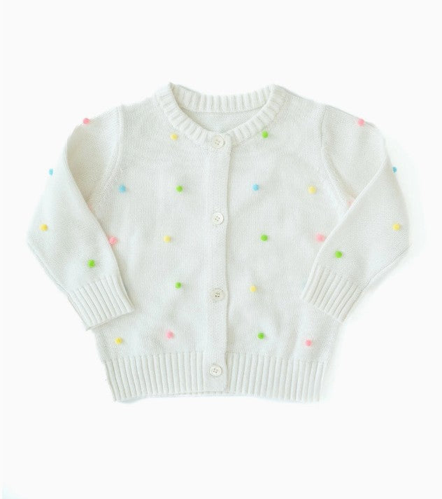 Colorful Pastel Pom Pom Cardigan