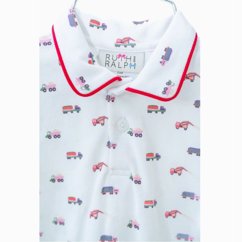 Construction Truck Toile Collared Shirt
