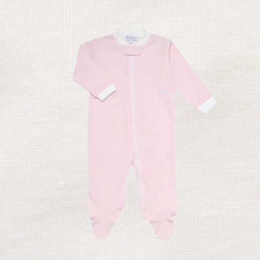 Girl's Pink Gingham Zipper Footie