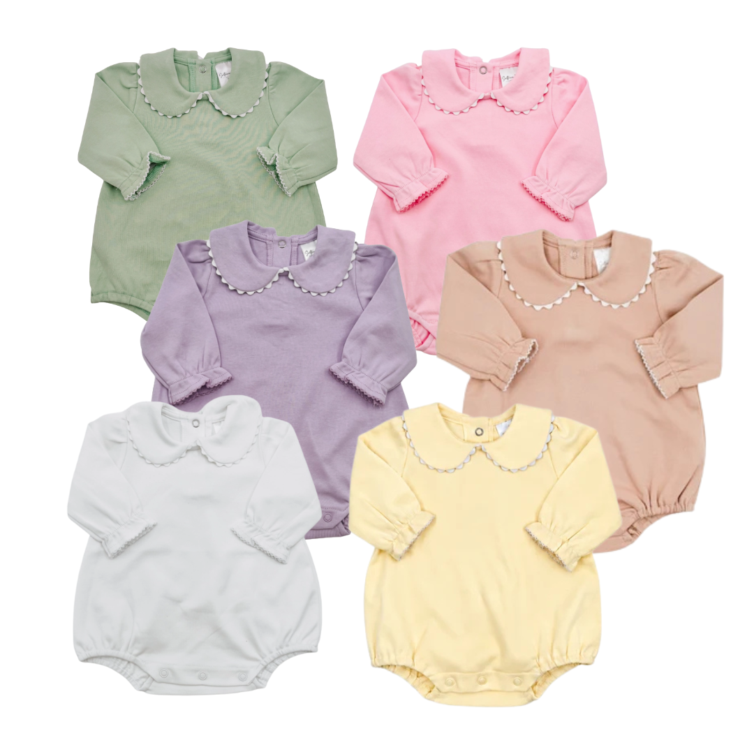 Thanksgiving Pre-Order - Girls Piping Collar Long Sleeve Bubble (Multiple Colors)