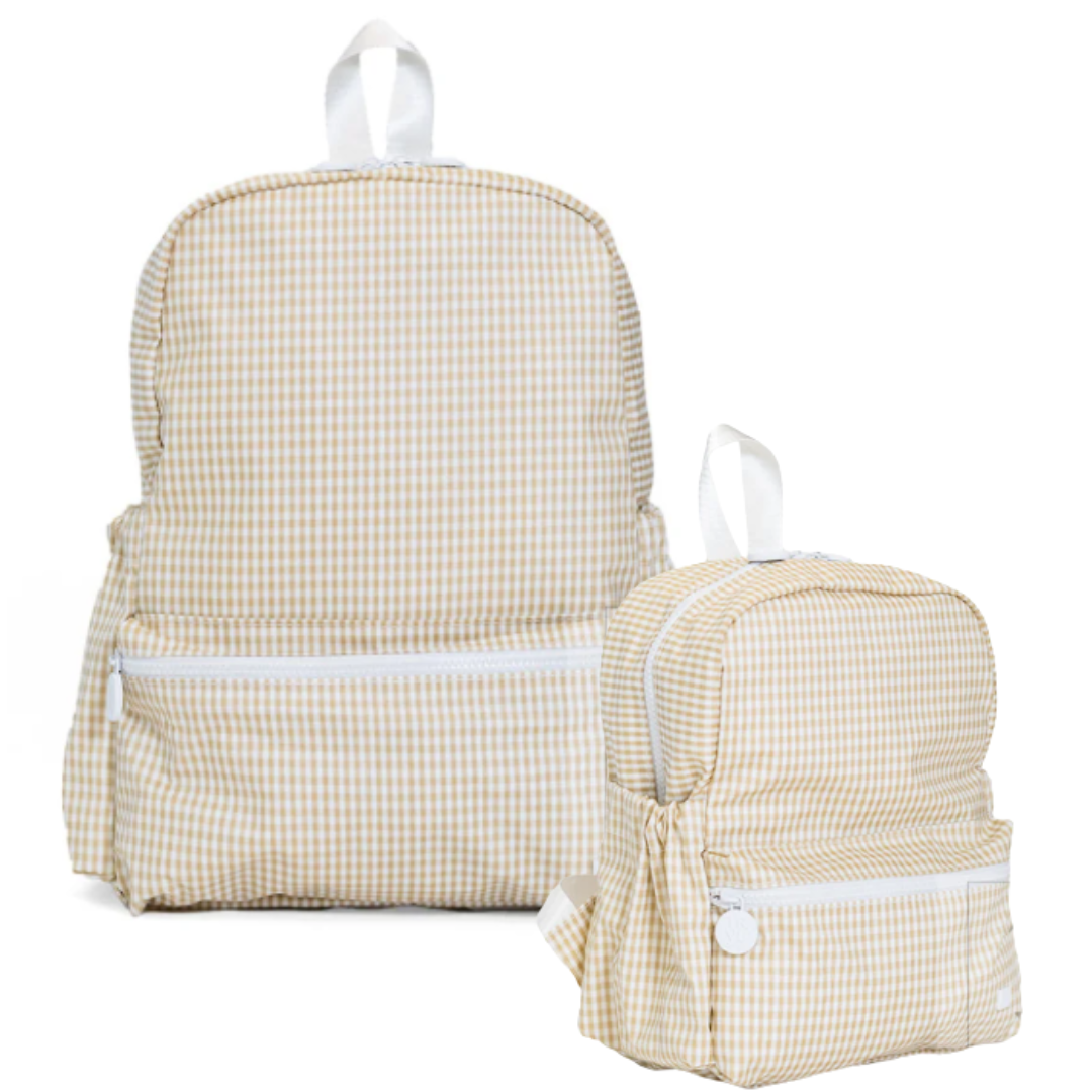 TRVL Back-To-School Pre-Order — Gingham Khaki Backpack