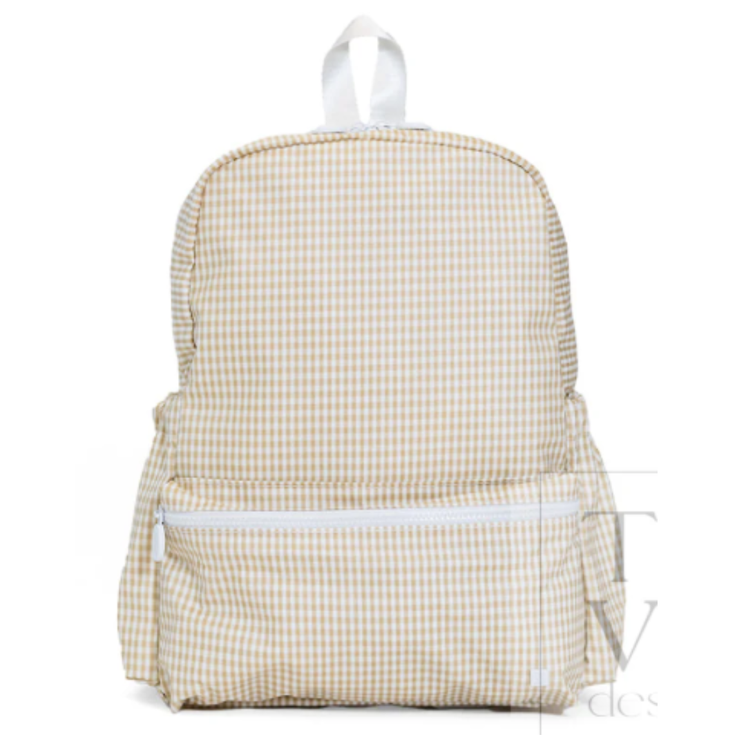 TRVL Back-To-School Pre-Order — Gingham Khaki Backpack