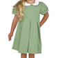 Thanksgiving Pre-Order - Girls Sage Green Peter Pan Pleated Dress