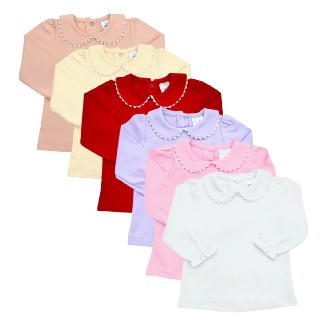 Christmas Pre-Order - Scallop Collar Long Sleeve Tee (Multiple Colors)