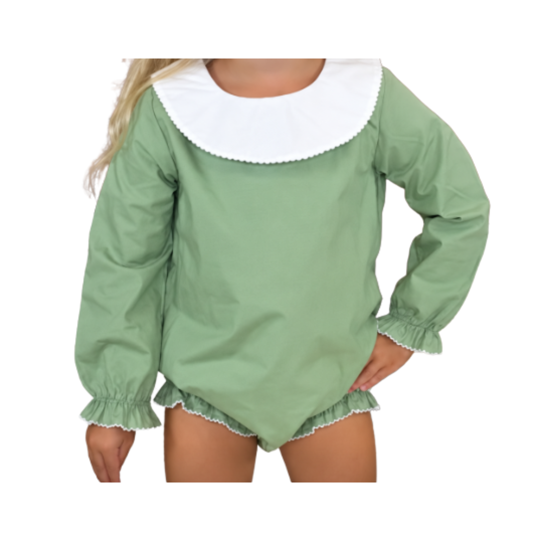 Thanksgiving Pre-Order - Girls Sage Green Long Sleeve Bubble