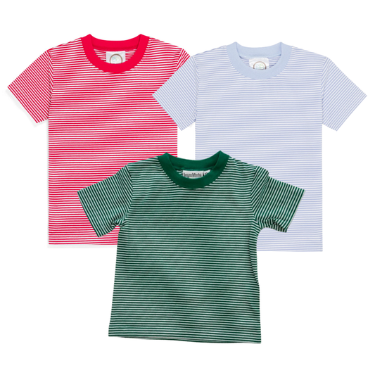 Christmas Pre-Order - Boys Short Sleeve Stripe Tee (Multiple Colors)