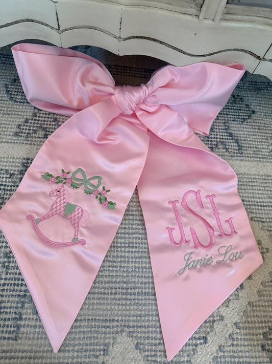 Satin Baby Bow Sash (Multiple Colors)