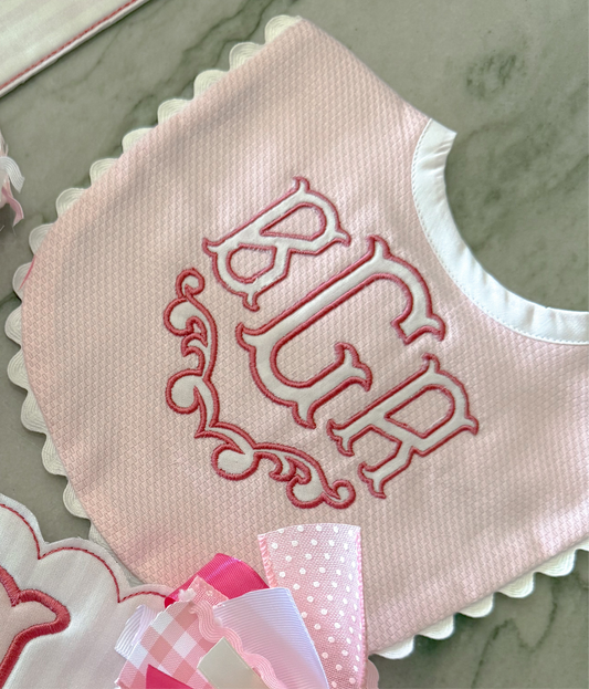 Pink Pique Trim Bib