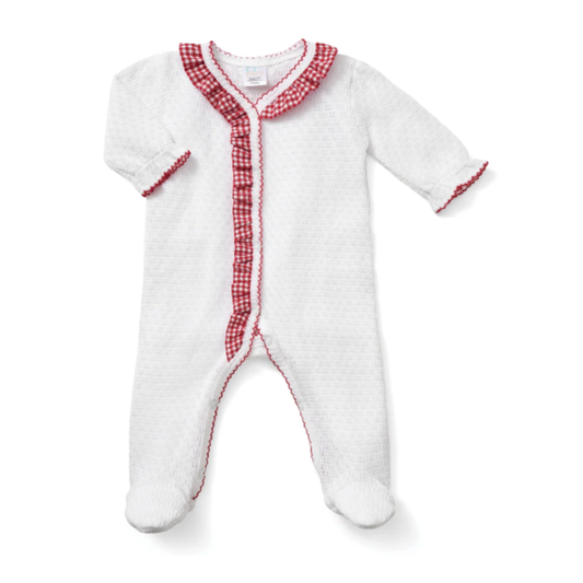 Christmas Pre-Order - Paty Footie With Gingham Ruffle