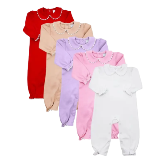 Christmas Pre-Order - Long Sleeve Scallop Romper (Multiple Colors)