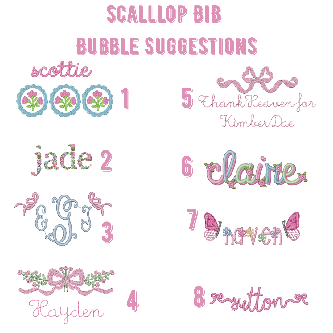 Fairway Embroidery Gingham Collection - Scallop Bib Bubble (Multiple Colors)