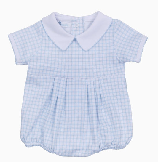 Magnola Baby Blue Windowpane Collared Bubble