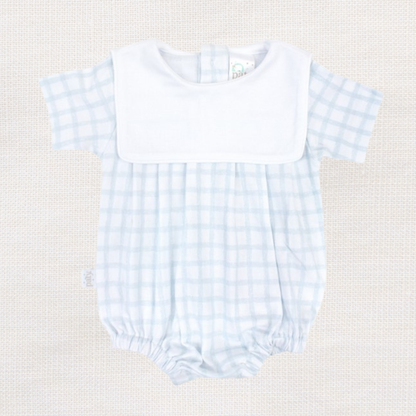 Paty Blue Gingham Bubble with Bib