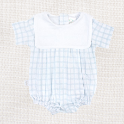 Paty Blue Gingham Bubble with Bib