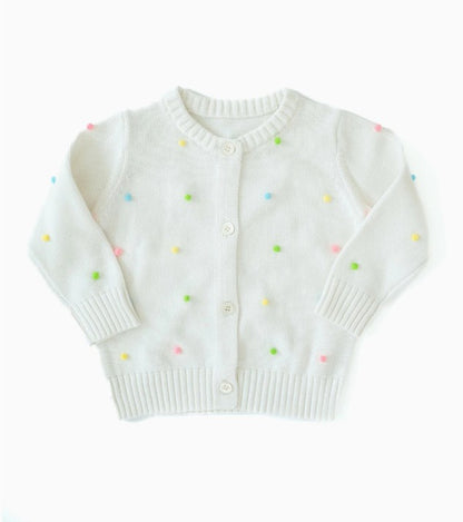 Colorful Pastel Pom Pom Cardigan