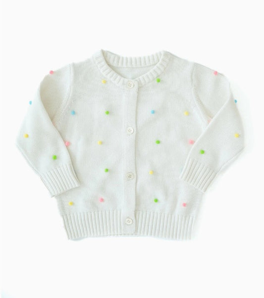 Colorful Pastel Pom Pom Cardigan