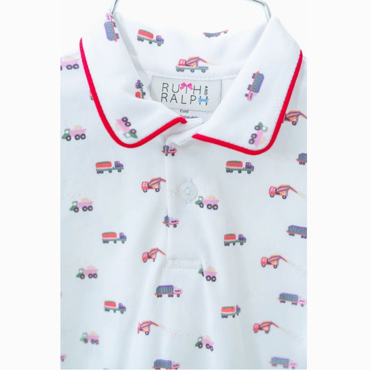 Construction Truck Toile Collared Shirt