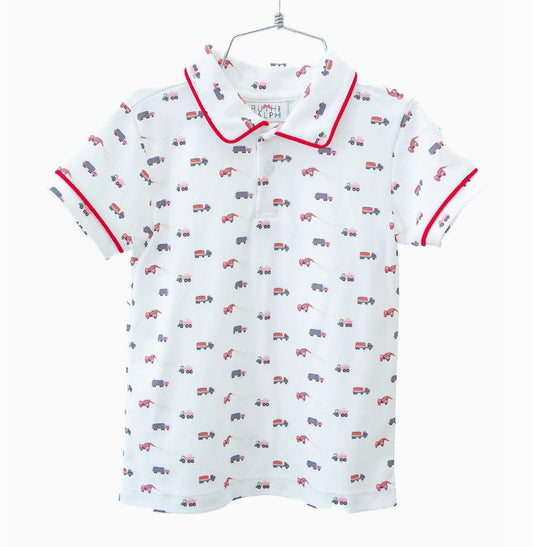 Construction Truck Toile Collared Shirt