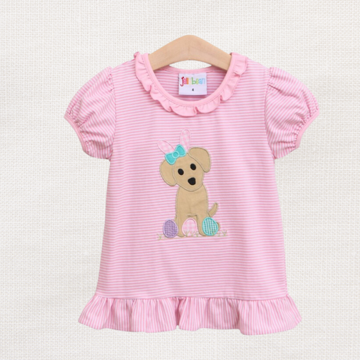 Girl's Pink Ruffle Easter Tee