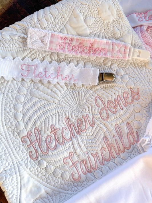 Ric Rac Trim Pacifier Clip