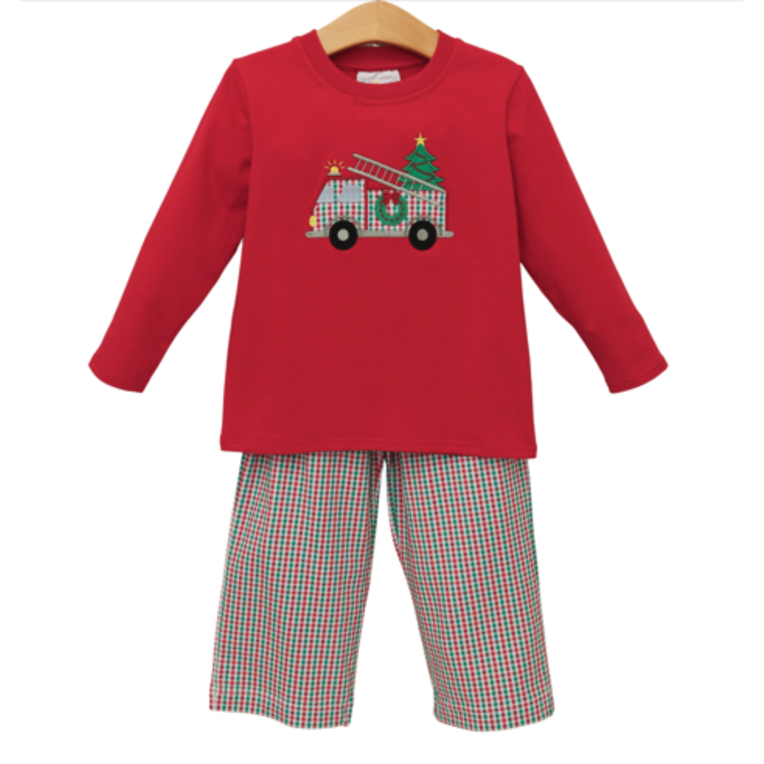 Jelly Bean Christmas Pre-Order — Festive Firetruck Pant Set