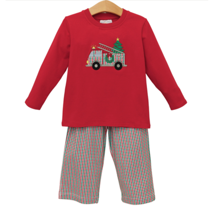 Jelly Bean Christmas Pre-Order — Festive Firetruck Pant Set