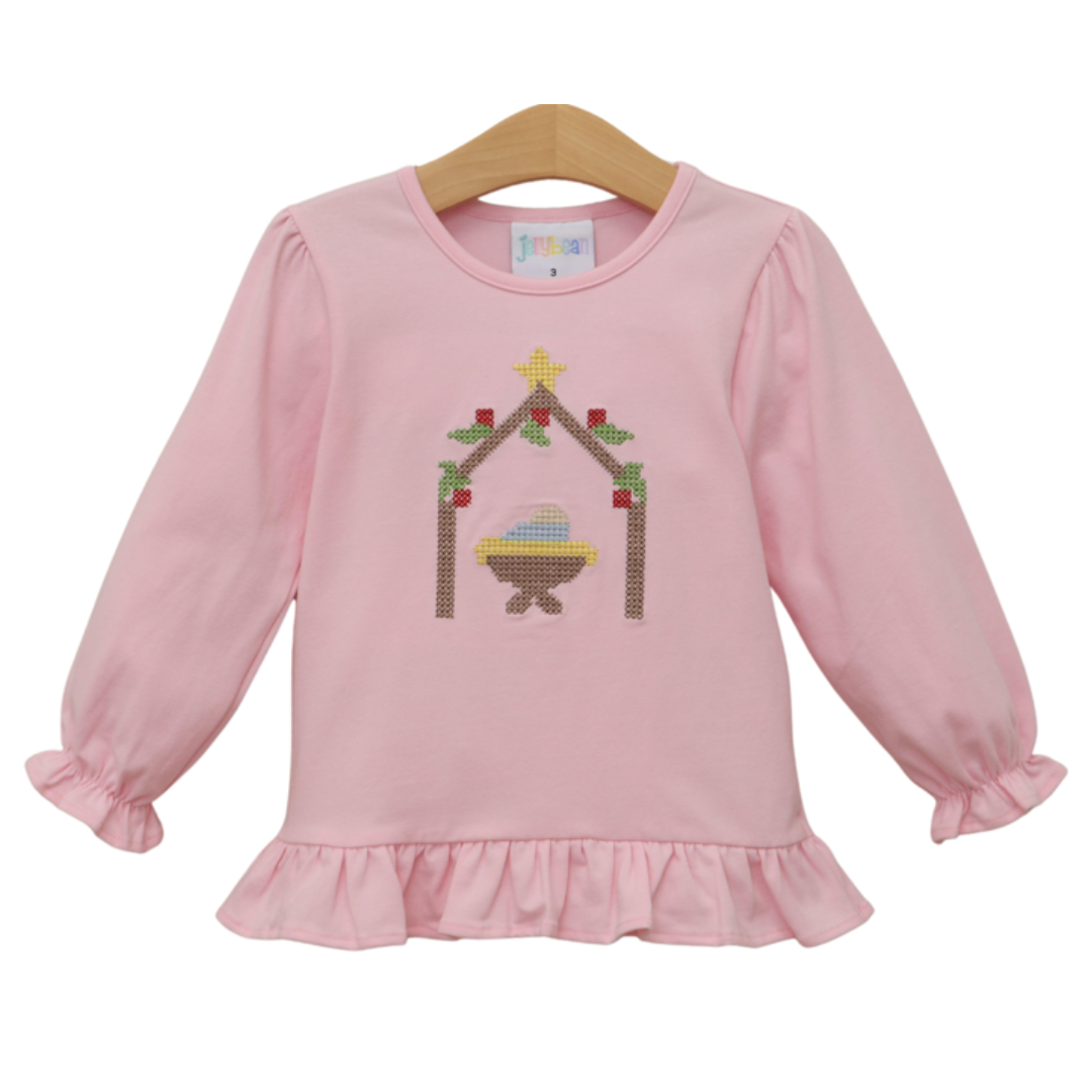 Jelly Bean Christmas Pre-Order — Away in a Manger Ruffle Shirt