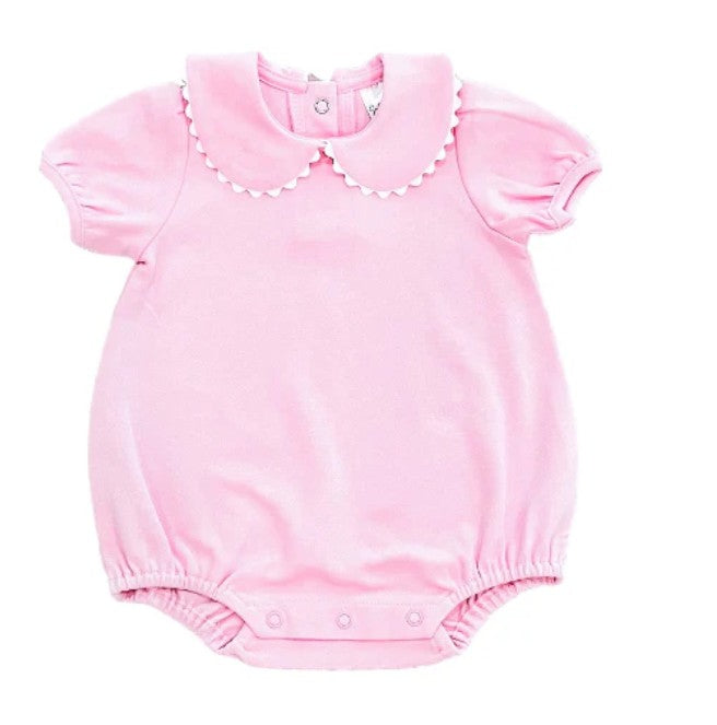 Scallop Collared Short Sleeve Pink Bubble