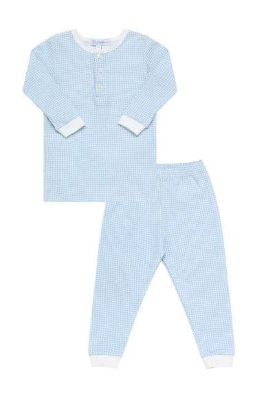 Nella Pima Two Piece Blue Gingham Pajama Set