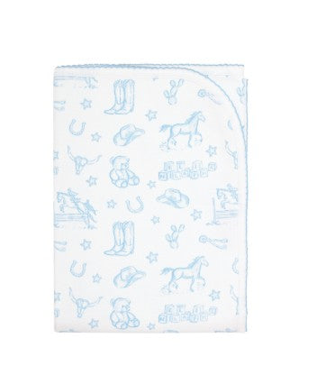 Nella Pima Blue Lonestar Toile Blanket