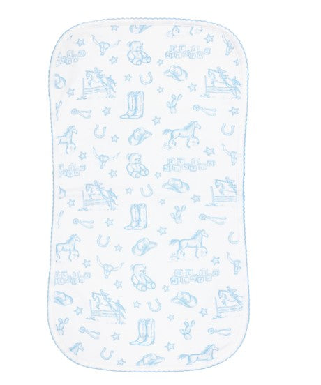 Nella Pima Blue Lonestar Toile Burp Cloth