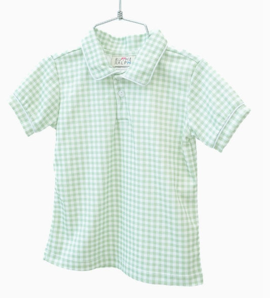 Green Gingham Pima Polo