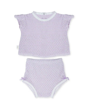 Paty Lavender Two Piece Flutter Sleeve Set