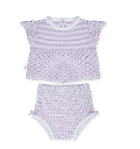 Paty Lavender Two Piece Flutter Sleeve Set