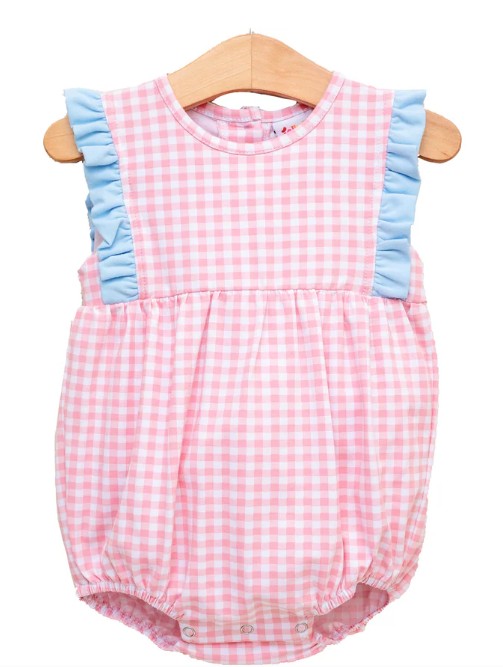 Evie Bubble - Pink Gingham and Light Blue