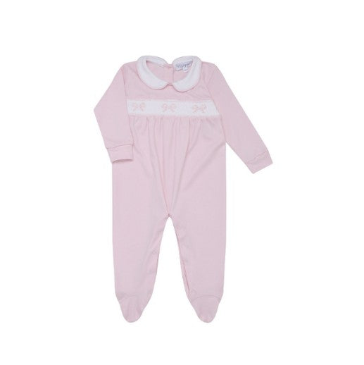 Nella Pima Pink Bow Smocked Footie
